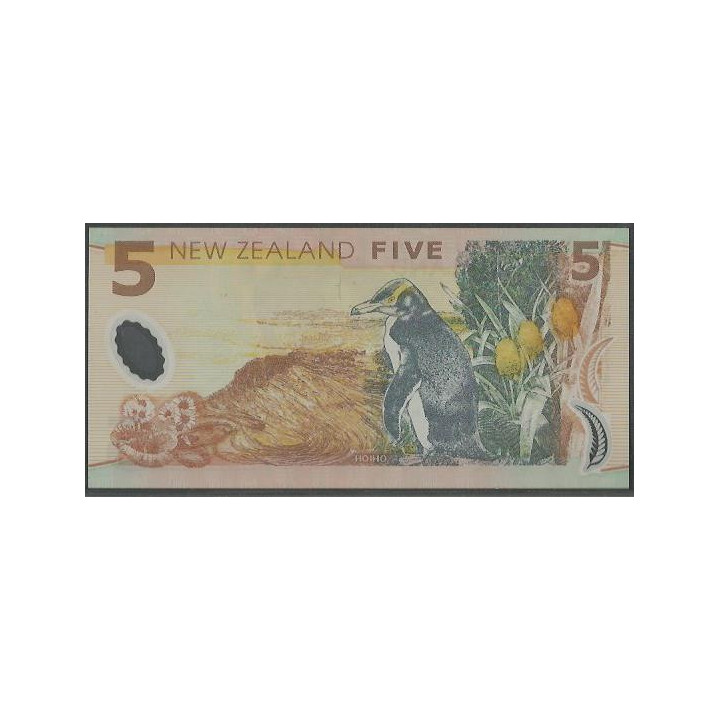 Nueva Zelanda 5 Dollars 1999 P185a reverso