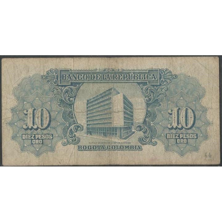 Billete de 10 Pesos 1 ene 1953 BGW173 reverso