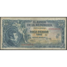 Billete de 10 Pesos 1 ene 1958 BGW174