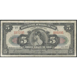Peru 5 Soles 26 Sep 1941 P66Aa