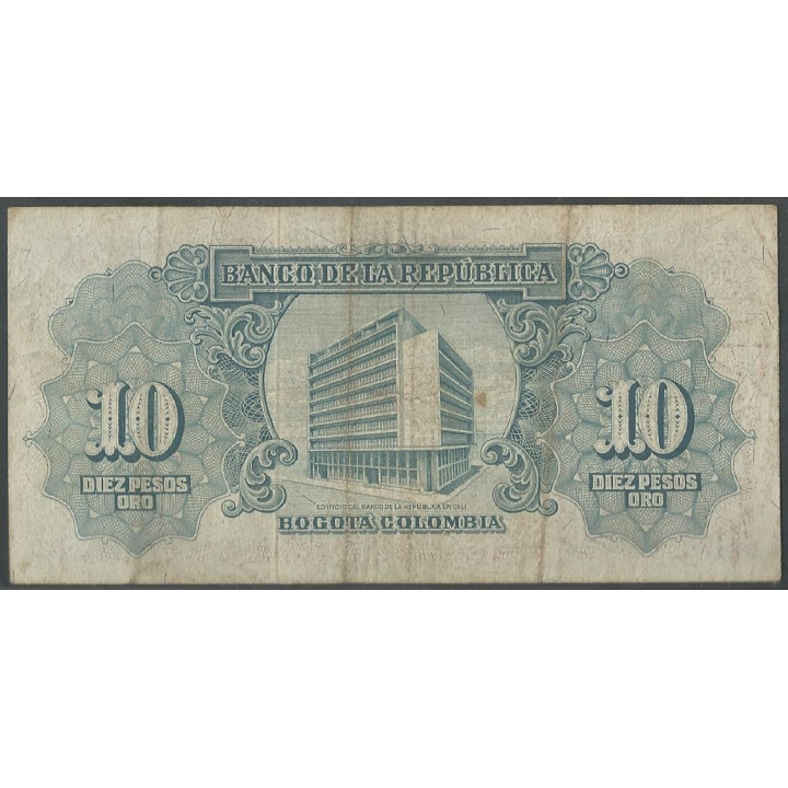 Billete de 10 Pesos 1 ene 1958 BGW174 reverso