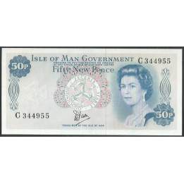 Isla de Man 50 New Pence ND1979 Firma Dawaon P33a