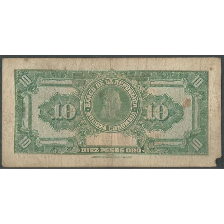 Billete de 10 Pesos 2 Ene 1963 8 Dig. BGW178 reverso