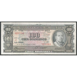 Bolivia 100 Bolivianos L 20 Dic 1945 Serie J1 P147