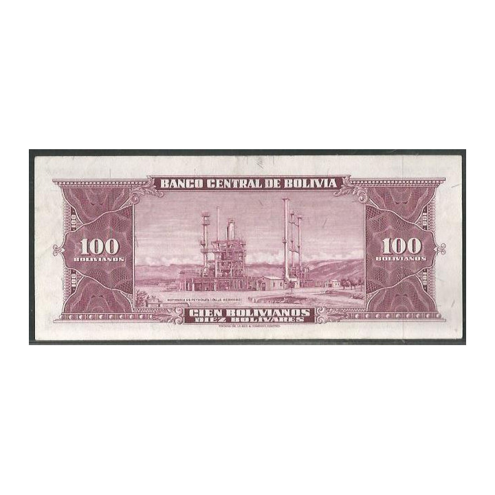 Bolivia 100 Bolivianos L 20 Dic 1945 Serie J1 P147 reverso