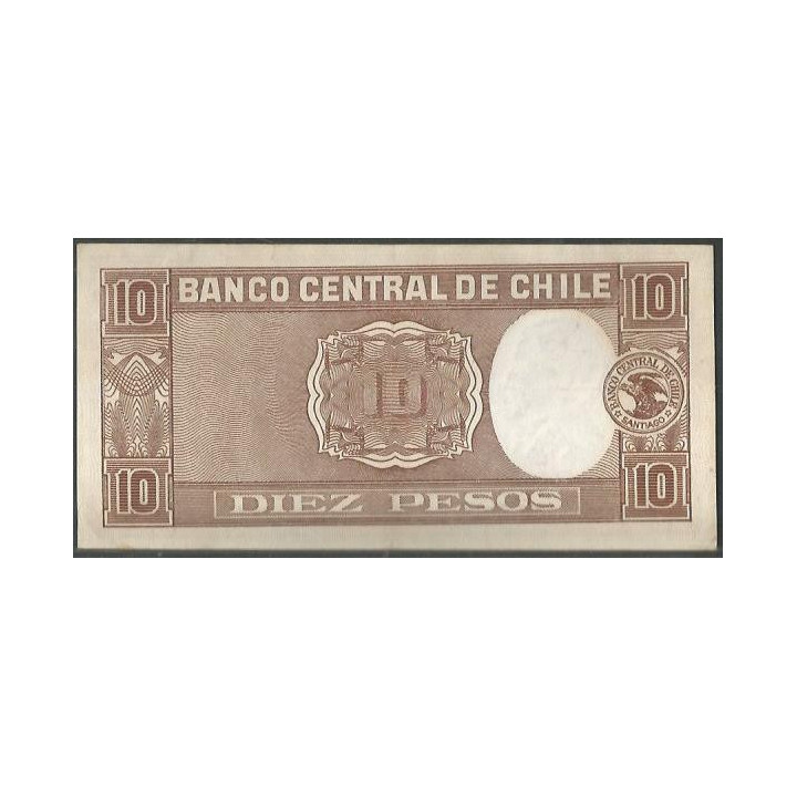 Chile 10 Pesos ND1958-9 Firma 1 P120-1 reverso