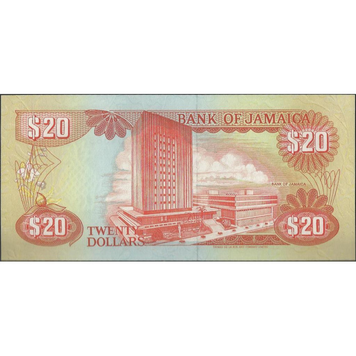 Jamaica 20 Dollars 1 Feb 1995 P72e reverso