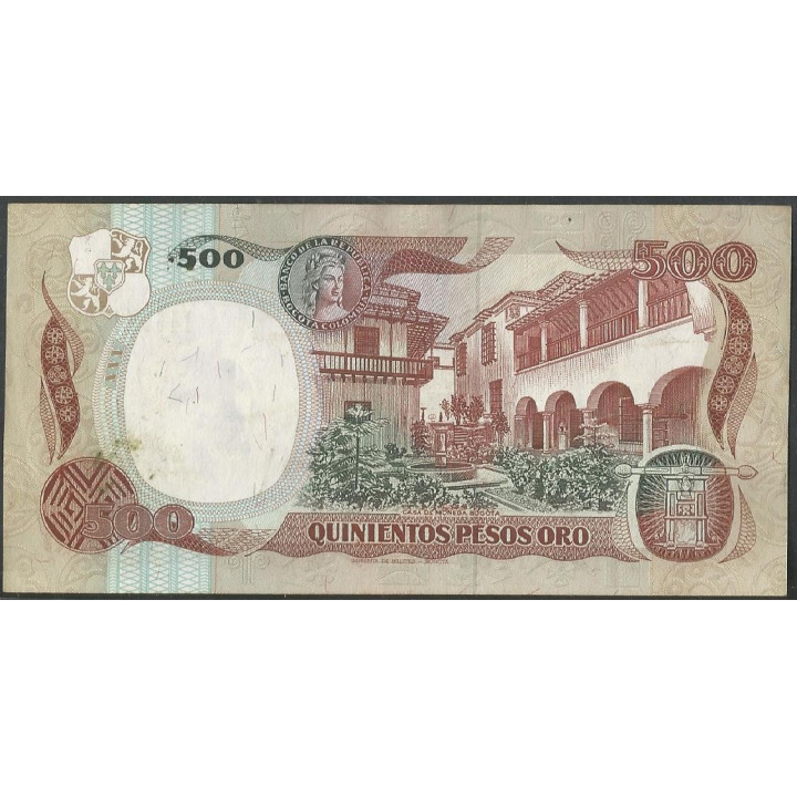 Billete de 500 Pesos 12 Oct 1987 BGW400 reverso