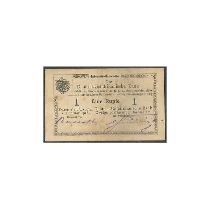 Africa Oriental Alemana 1 Rupia 1 Feb 1916 P19a