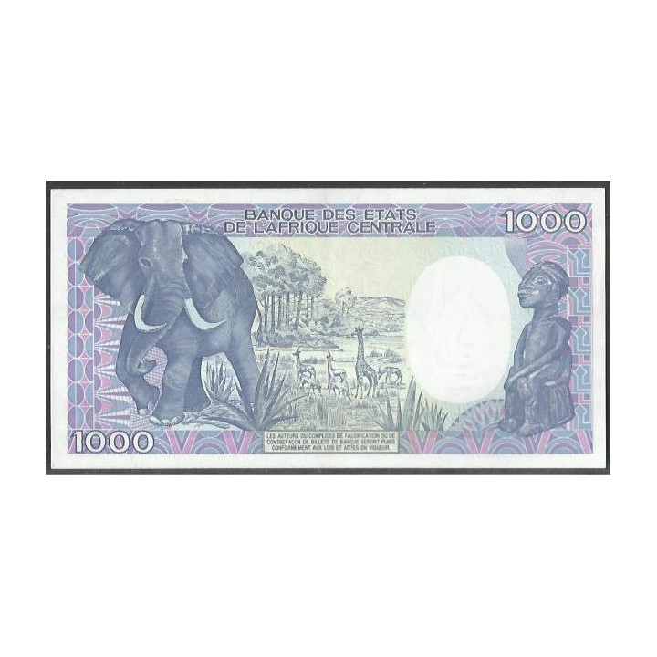 Camerun 1.000 Francs 1 Ene 1989 P26a reverso