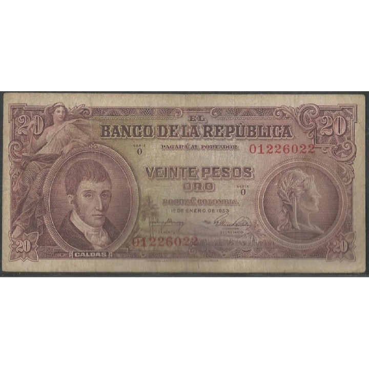 Billete de 20 Pesos 1 ene 1953 BGW218