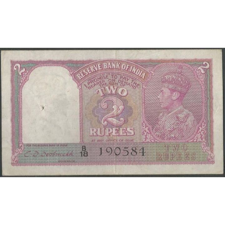 India Britanica 2 Rupias ND1943 P17b