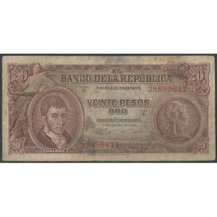 Billete de 20 Pesos 1 ene 1960 BGW219