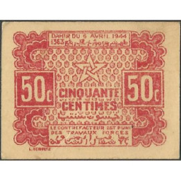 Marruecos - Imperio Cherifien 50 Centimes 6 Abr 1944 P41