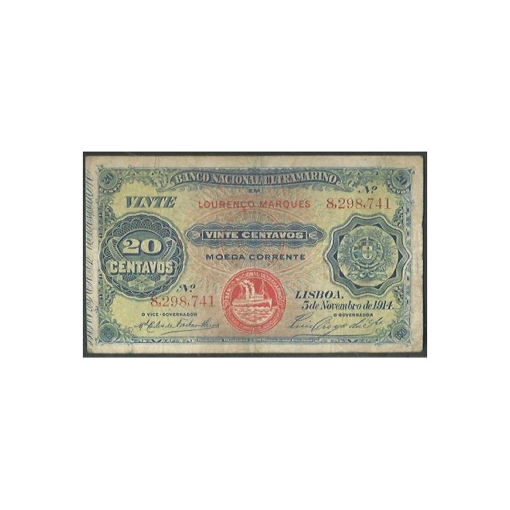 Mozambique 20 Centavos 5 Nov 1914 P54