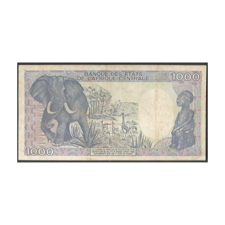 Republica Centroafricana 1.000 Francs 1 Ene 1987 P16 reverso