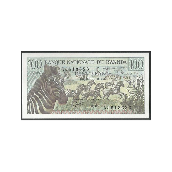 Rwanda 100 Francs 1 Ene 1978 P12a