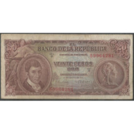 Billete de 20 Pesos 2 Ene 1961 BGW220