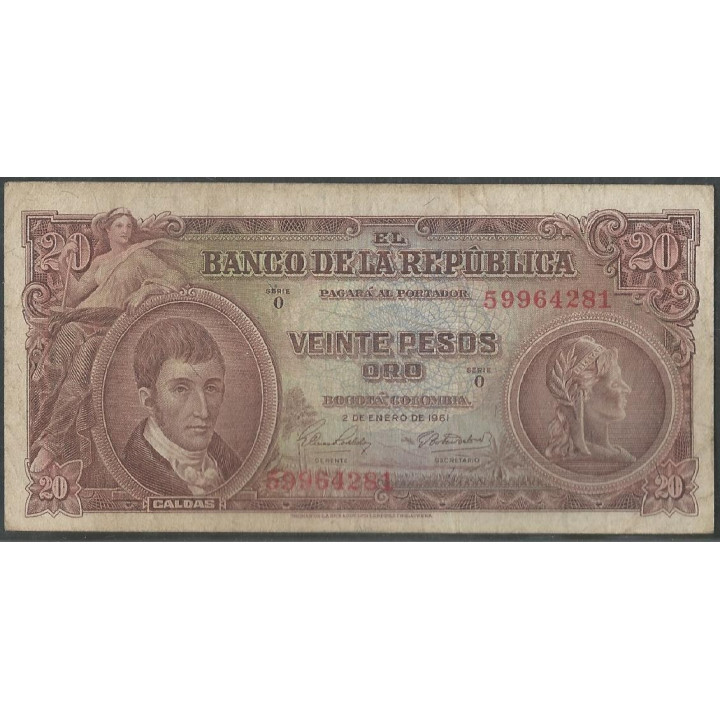 Billete de 20 Pesos 2 Ene 1961 BGW220