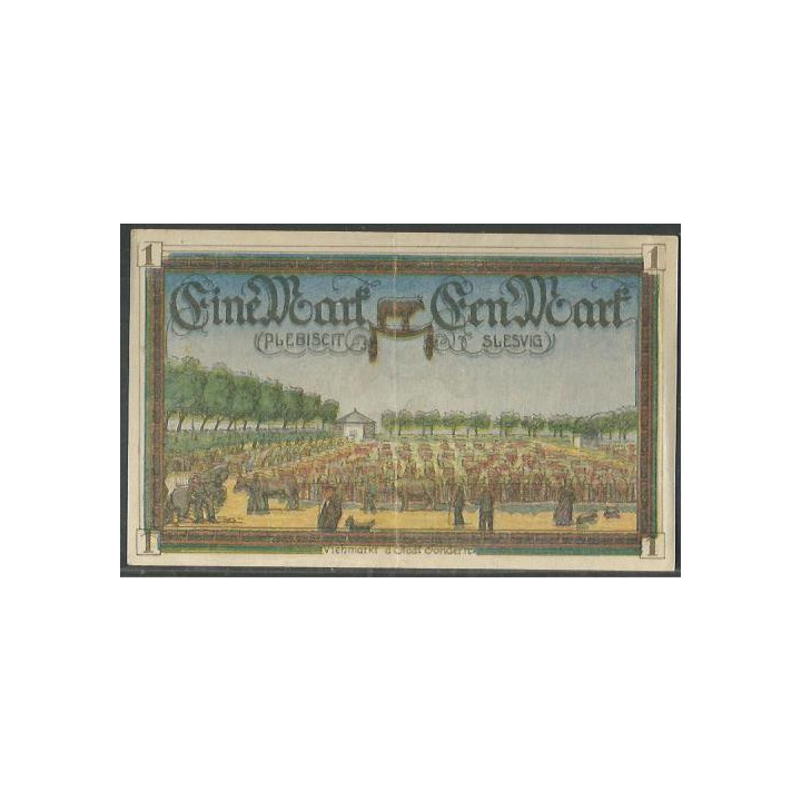Alemania - Tondern 1 Mark 25 Ago 1923 reverso