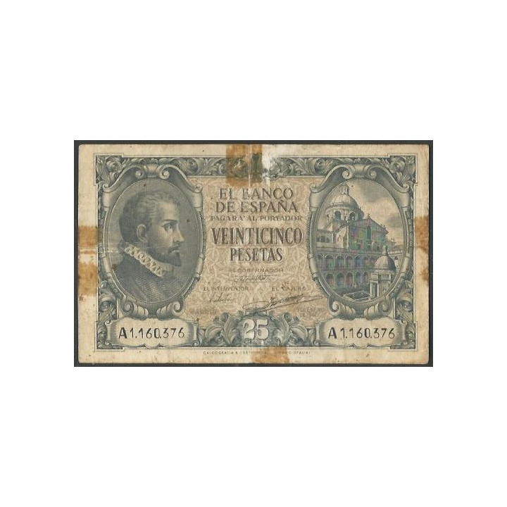 España 25 Pesetas 9 Ene 1940 P116a