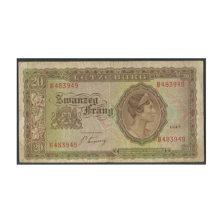 Luxemburgo 20 Frang 1943 P42a