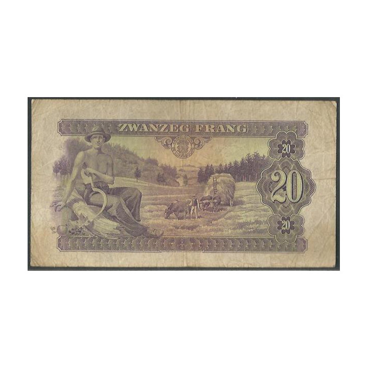 Luxemburgo 20 Frang 1943 P42a reverso
