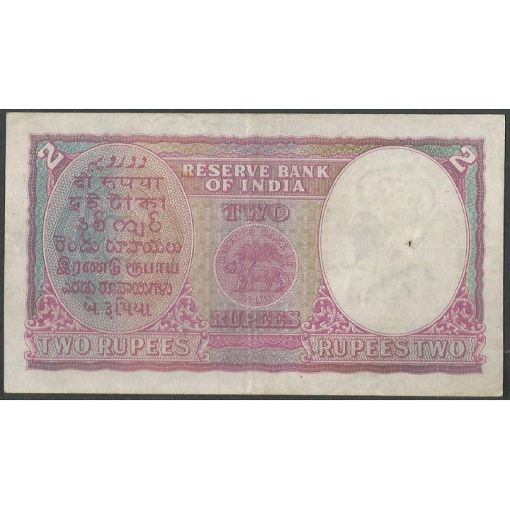 India Britanica 2 Rupias ND1943 P17b reverso
