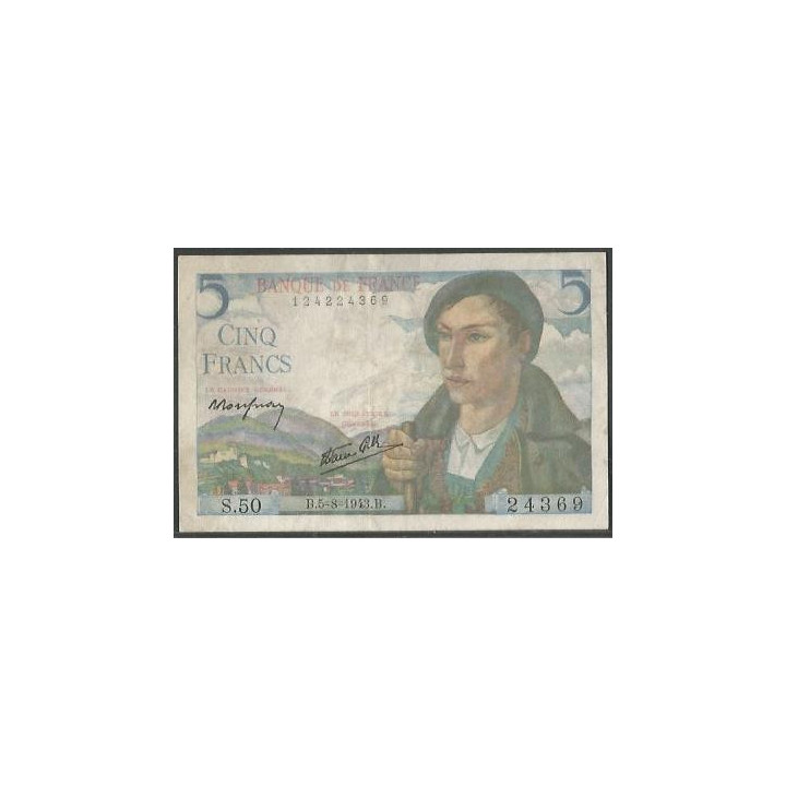 Francia 5 Francs 5 Ago 1943 P98a