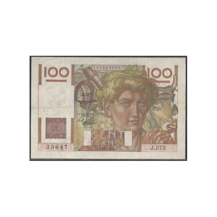 Francia 100 Francs 3 Dic 1953 P128d