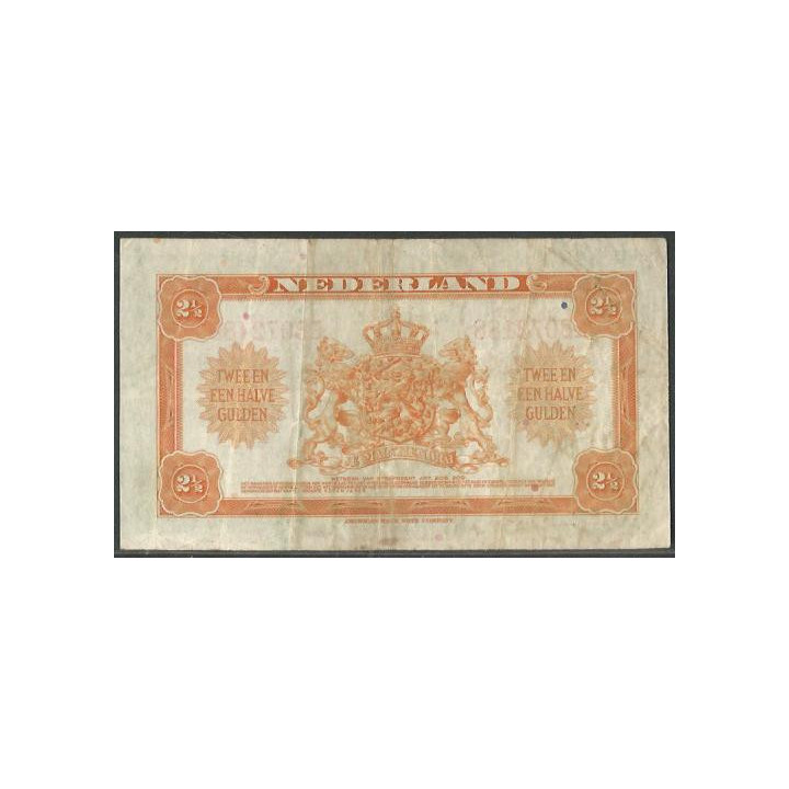 Holanda 2 1/2 Gulden 4 Feb 1943 P65a reverso