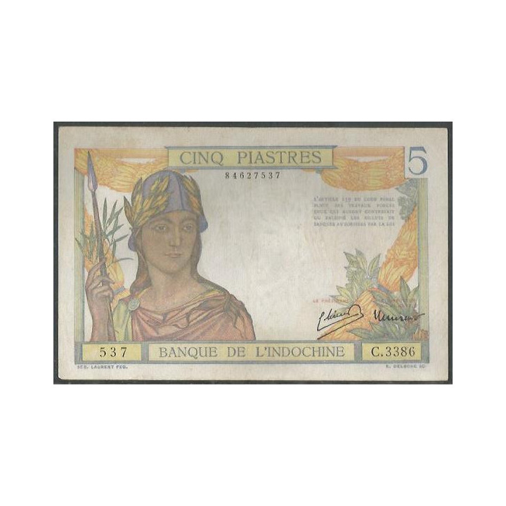 Indochina Francesa 5 Piastres ND1946 Firma 11 P55c