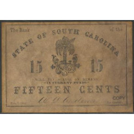 Eeuu - South Carolina 15 Cents 1863 - Fascimil