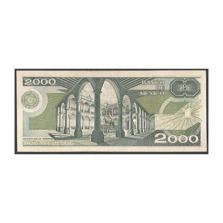 Mexico 2.000 Pesos 24 Feb 1987 Serie CY P86b reverso