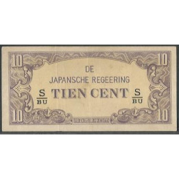 Indias Holandesas Ocupacion Japon WWII 10 Cent ND1942 Serie S/BU P121c