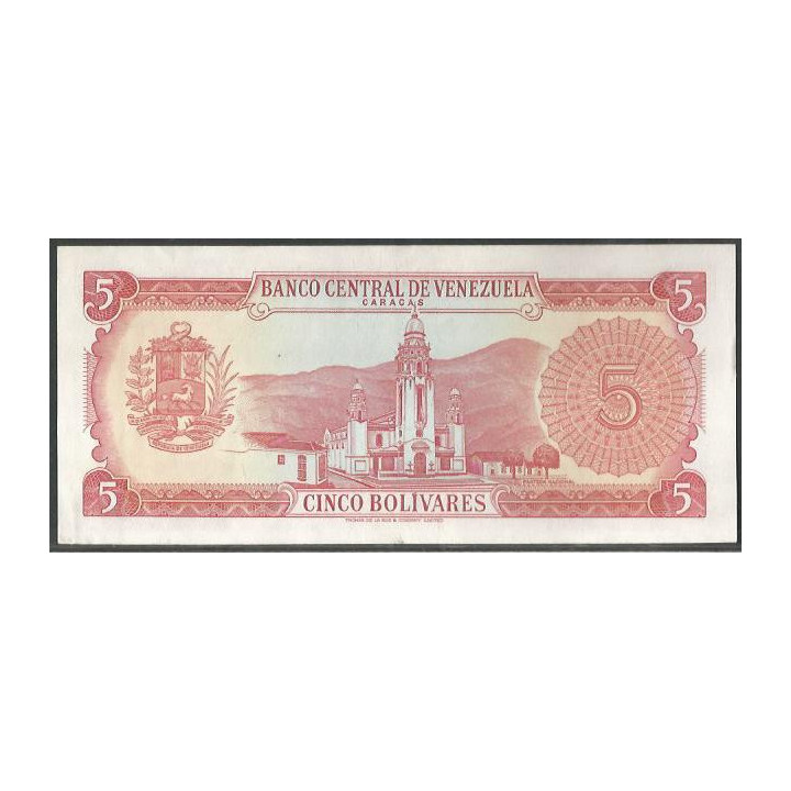 Venezuela 5 Bolivares 11 Abr 1972 P 7 Dig P50f reverso
