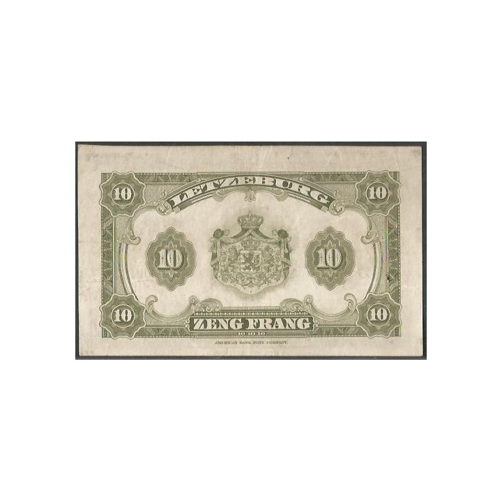 Luxemburgo 10 Francs ND1944 P44a reverso