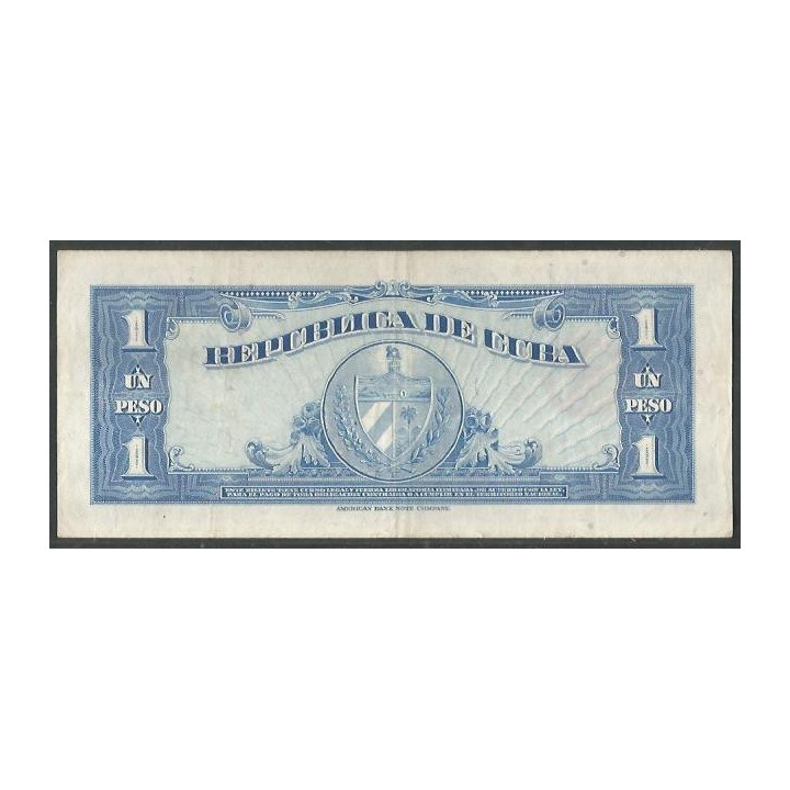 Cuba 1 Peso 1949 P77a reverso
