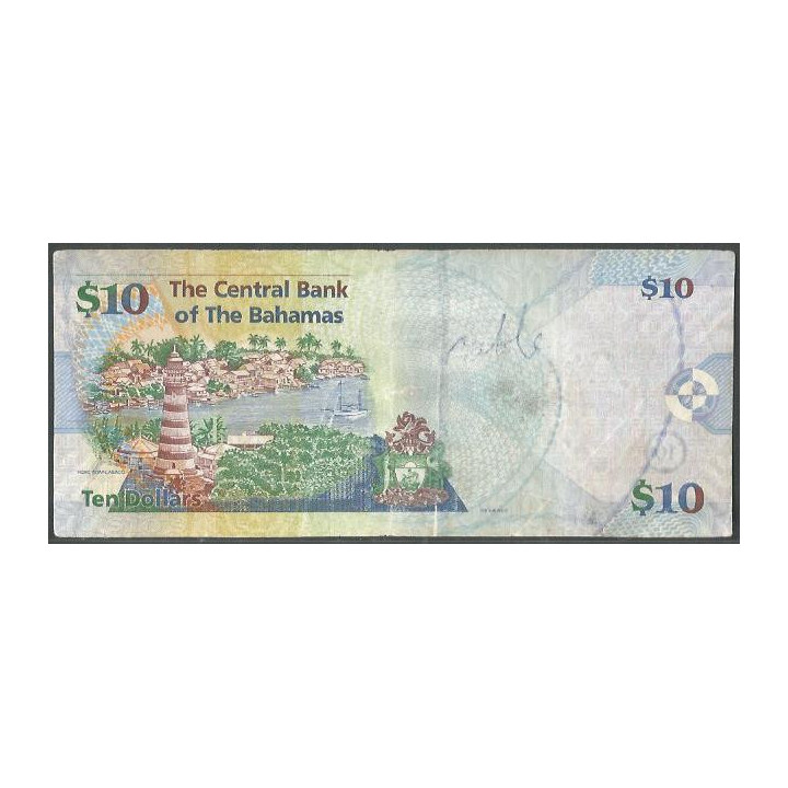 Bahamas 10 Dollars 2005 P73a reverso