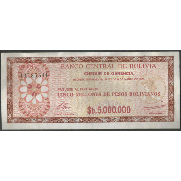 Bolivia 5.000.000 Bolivianos D1985 Serie N P193