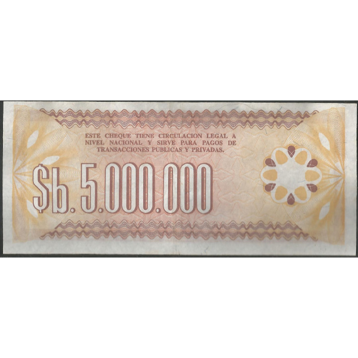 Bolivia 5.000.000 Bolivianos D1985 Serie N P193 reverso