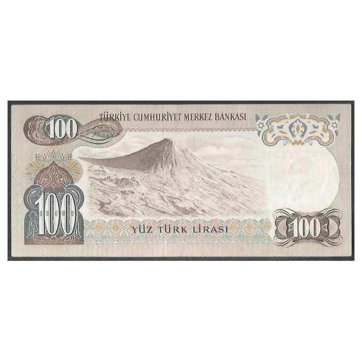 Turkya 100 Liras L1970 (1972) P189a reverso