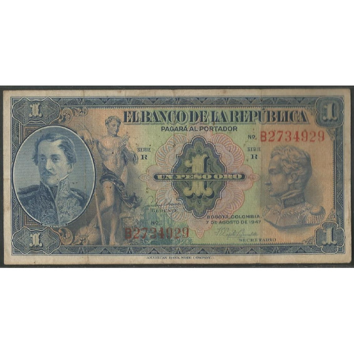 Billete de 1 Peso 7 ago 1947 B BGW033