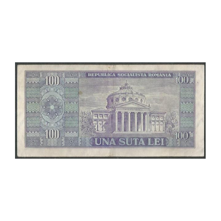 Rumania 100 Lei 1966 P97a reverso