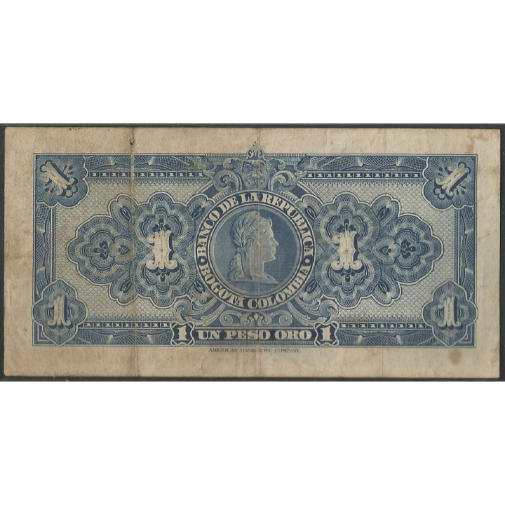 Billete de 1 Peso 7 ago 1947 B BGW033 reverso