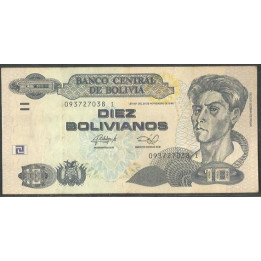 Bolivia 10 Bolivianos L 28 Nov 1986 ND2011 Serie I P238A