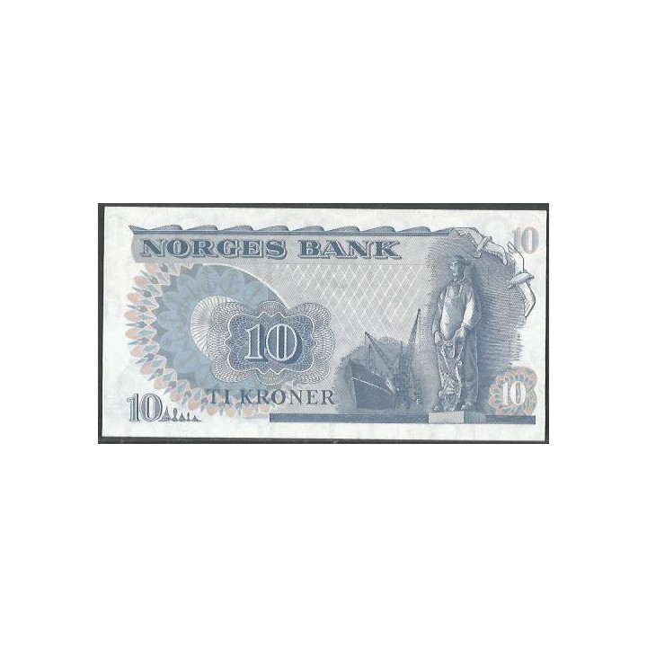 Noruega 10 Kroner 1975 P36b reverso