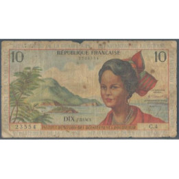 Antillas Francesas 10 Francs ND1964 Firma 1 P8a