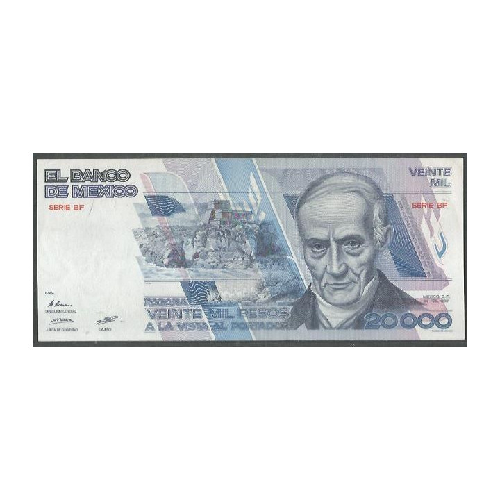 Mexico 20.000 Pesos 24 Feb 1987 Serie BF P91b