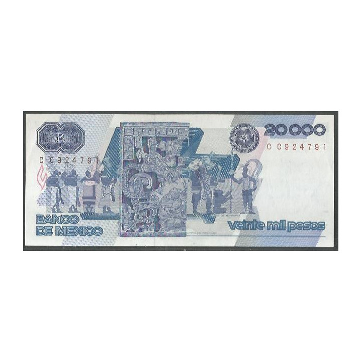 Mexico 20.000 Pesos 24 Feb 1987 Serie BF P91b reverso